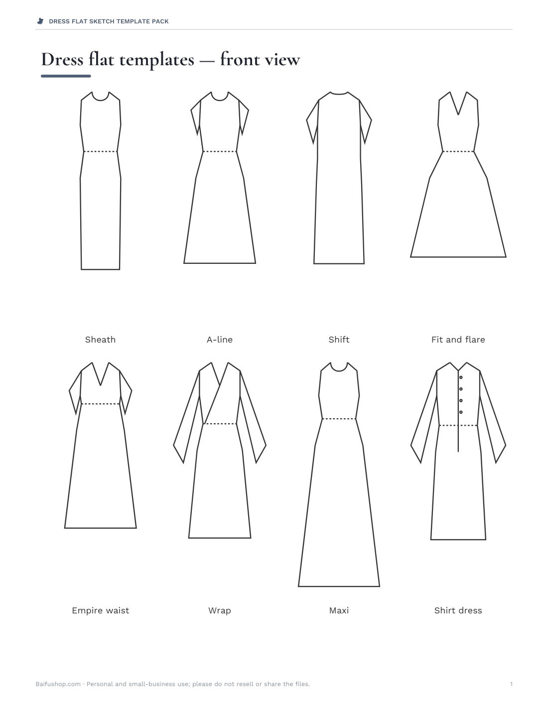 Preview of the first page of Dress silhouette sheet
