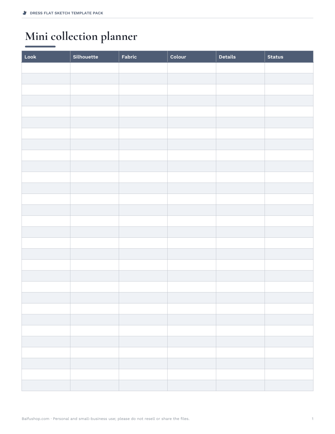 Preview of the first page of Collection planner